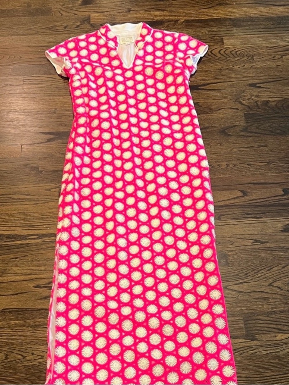 Sail to Sable Pink and White Maxi Dress with Floral Dot Pattern